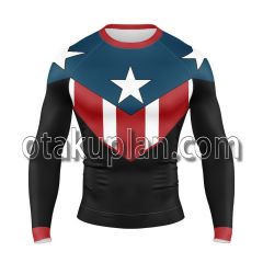 Captain America Days Gone By Long Sleeve Rash Guard Compression Shirt