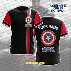 Captain America Red And Black Custom Name T-shirt