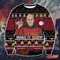 Captain Picard Star Trek 3D Print Ugly Christmas Sweatshirt
