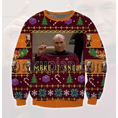 Captain Picard Star Trek Make It Snow 3D Printed Ugly Christmas Sweatshirt