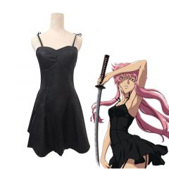 Anime Future Diary Yuno Gasai Black Leahter Dress Cosplay Costume