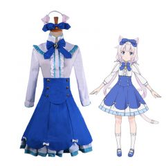 Anime Nekopara Catgirl Vanilla Blue Dress Outfits Cosplay Costume