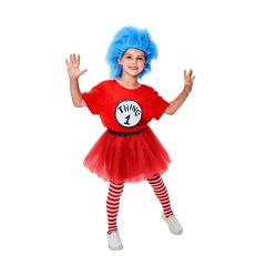 Kids Red Dr Seuss Thing 1 and Thing 2 Costume Wig TuTu Pantyhose