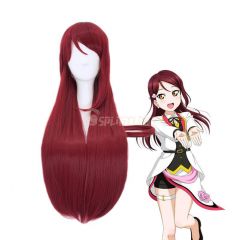 Anime LoveLive!Sunshine!! Sakurauchi Riko Long Wine Red Cosplay Wigs