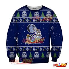 Darth Vader Santa 3D Print Ugly Christmas Sweatshirt Navy