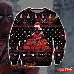 Deadpool Knitting Pattern 3D Print Ugly Christmas Sweatshirt