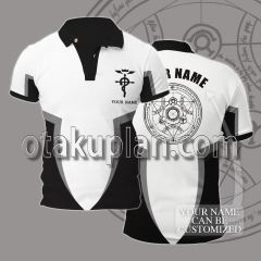 Fullmetal Alchemist Brotherhood Black And White Custom Name Polo Shirt