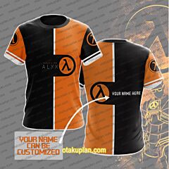 Half Life Orange And Black Custom Name T-shirt