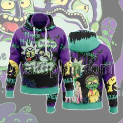 Halloween Rick and Morty Purple and Mint Hoodie