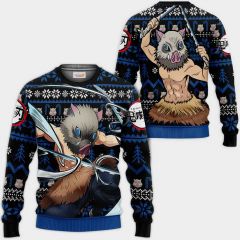 Inosuke Ugly Christmas Sweater Demon Slayer 1 Hoodie Shirt V2