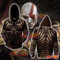 God Of War 2 Kratos Armor Hoodie Cosplay Jacket Zip Up