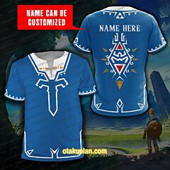 Link Blue Custom Name V-neck T-shirt
