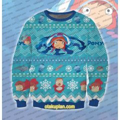 Magical Ponyo Blue 3D Printed Ugly Christmas Sweatshirt