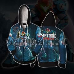 Metroid Dread Blue Cosplay Zip Up Hoodie