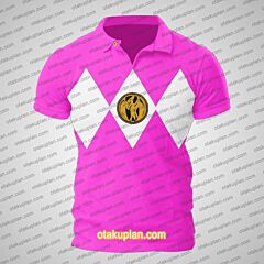Mighty Morphin Power Rangers Polo Shirt Pink