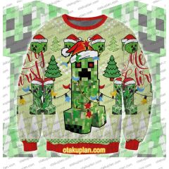 Minecraft Creeper 3D Printed Ugly Christmas Sweatshirt