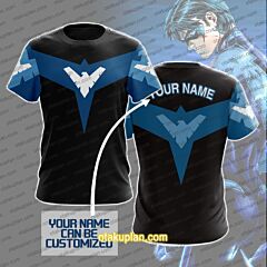 Nightwing Black And Blue Custom Name T-shirt