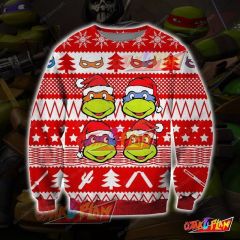 Ninja Turtles 3D Print Ugly Christmas Sweatshirt