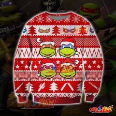 Ninja Turtles Knitting Pattern 3D Print Ugly Christmas Sweatshirt