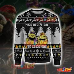 Ninja Turtles Pizza 3D Print Ugly Christmas Sweatshirt