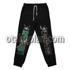 One Piece Roronoa Zoro Green and Red Streetwear Sweatpants