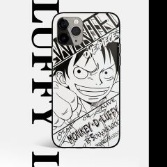 One Piece Zoro Luffy Ace Sanji Nami Characters Sketch Tempered Glass iPhone Case
