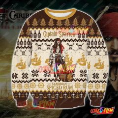 Pirates Of The Caribbean Captain Sparrow 3D Print Pattern Ugly Christmas Sweatshirt