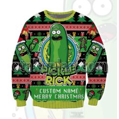Rick And Morty Cucumber Custom Name Christmas Ugly Christmas Sweatshirt