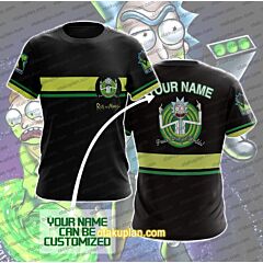 Rick and Morty Green And Black Custom Name T-shirt