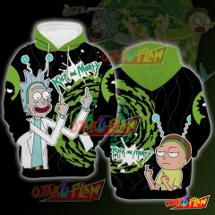 Rick And Morty Green And Black Hoodie