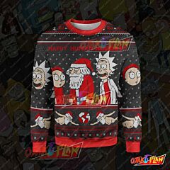 Rick and Morty Happy Human Holiday 3D Print Ugly Christmas Sweatshirt