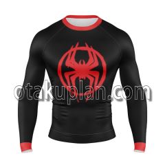 Spiderman Across Miles Morales Long Sleeve Rash Guard Compression Shirt