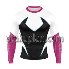 Spiderman Spider Verse Gwen Long Sleeve Rash Guard Compression Shirt