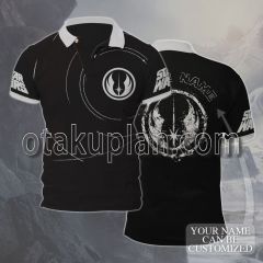Star Wars Jedi Order Grey and Black Custom Name Polo Shirt