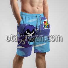 Teen Titans Raven Blue and Purple Beach Shorts