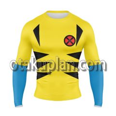 X-Men Wolverine Yellow Long Sleeve Rash Guard Compression Shirt