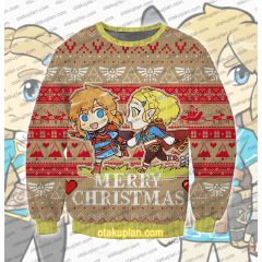 Zelda and Link Chibi 3D Printed Ugly Christmas Sweatshirt